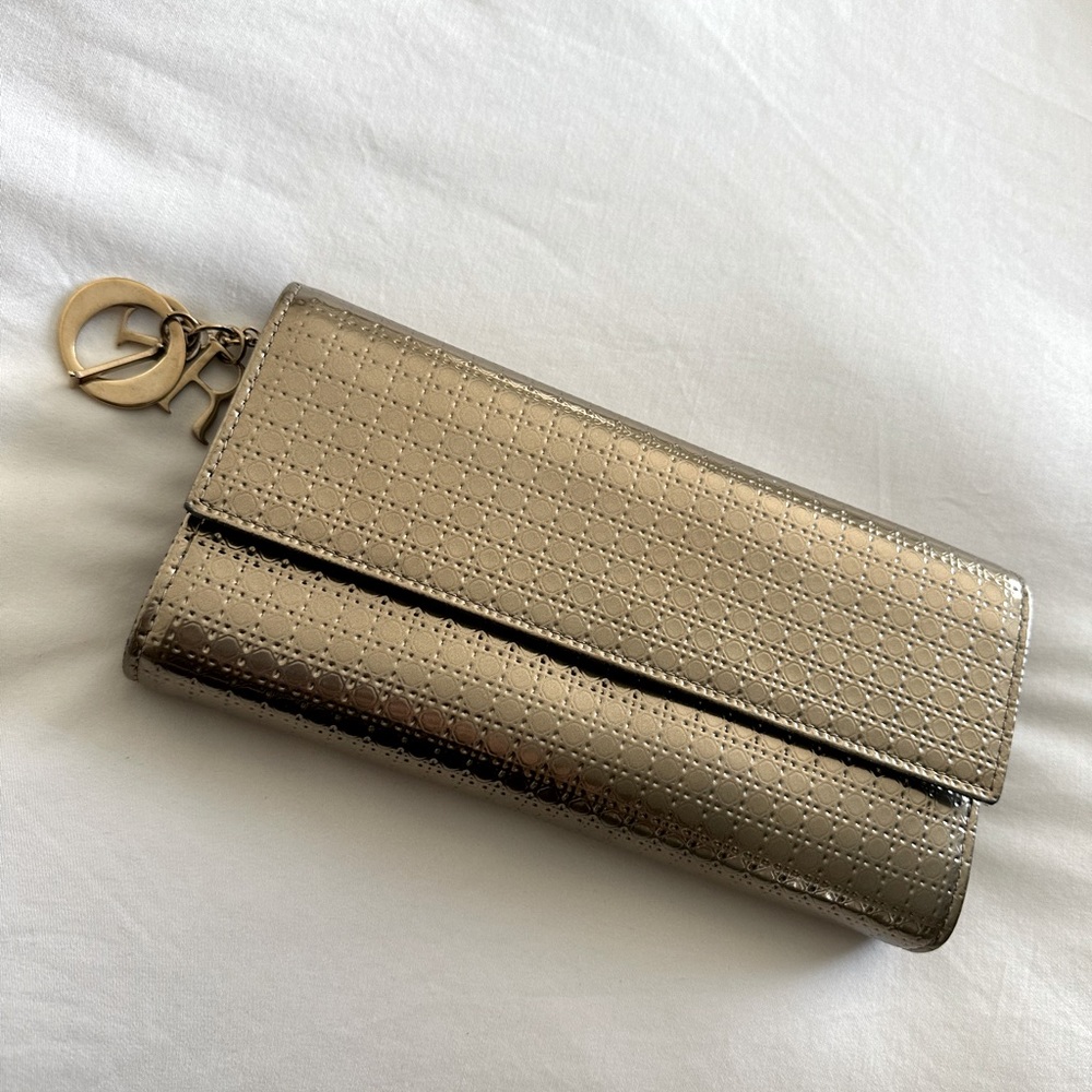 Dior metallic gold Wallet on Chain